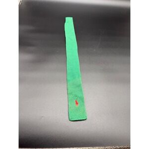 Polo Ralph Lauren Green Knit Tie 100% Cotton Red Pony Logo USA Square End